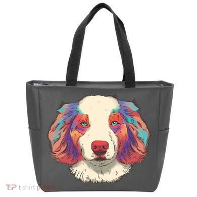 Colorful Australian Shepherd Tote Bag