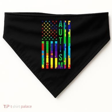 Colorful Autism Puzzle Flag USA-Made Doggie Bandana