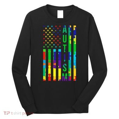 Colorful Autism Puzzle Flag Long Sleeve Shirt