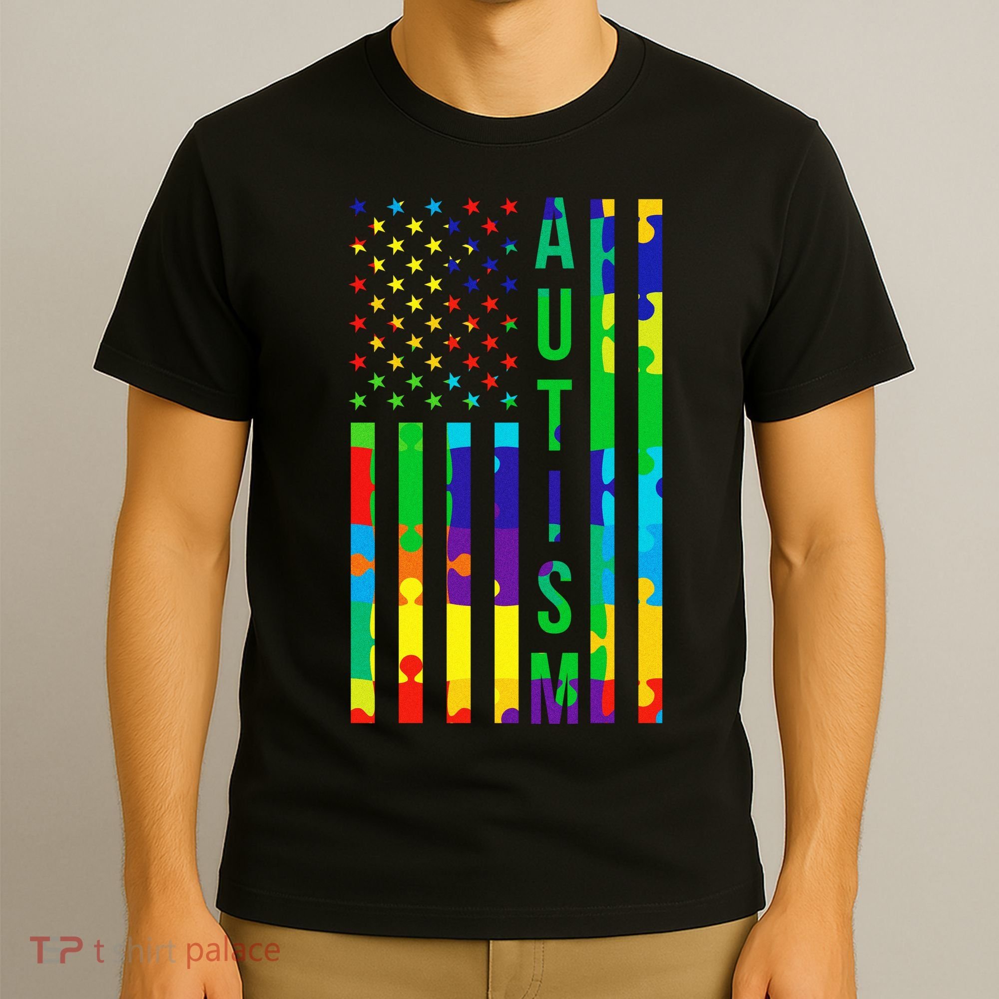 Colorful Autism Puzzle Flag T-Shirt