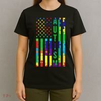 Colorful Autism Puzzle Flag T-Shirt thumb 4