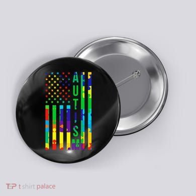 Colorful Autism Puzzle Flag Button