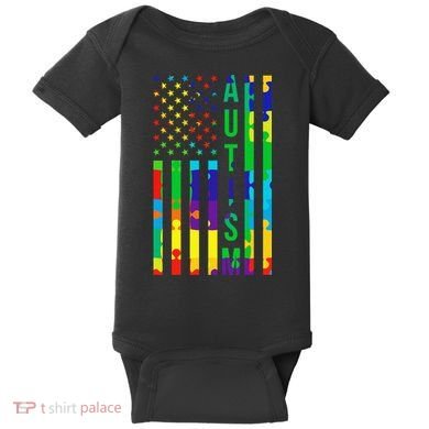 Colorful Autism Puzzle Flag Baby Bodysuit