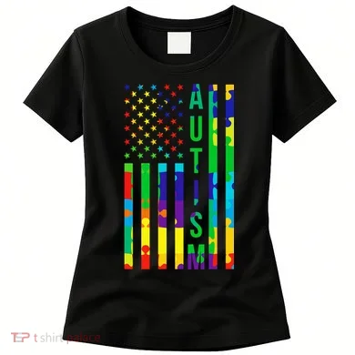 Colorful Autism Puzzle Flag Women's T-Shirt