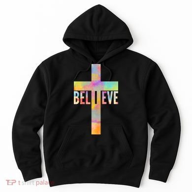 Colorful Believe Christian Cross Hoodie