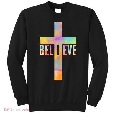 Colorful Believe Christian Cross Sweatshirt