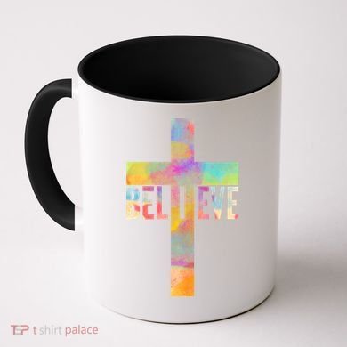 Colorful Believe Christian Cross Coffee Mug