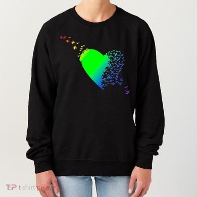 Colorful Bird Flocking Heart Rainbow Women's Sweatshirt