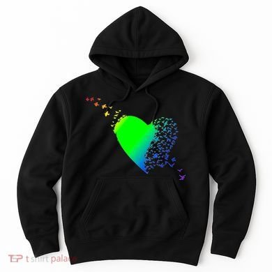 Colorful Bird Flocking Heart Rainbow Hoodie