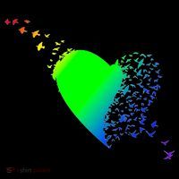 Colorful Bird Flocking Heart Rainbow T-Shirt thumb 7