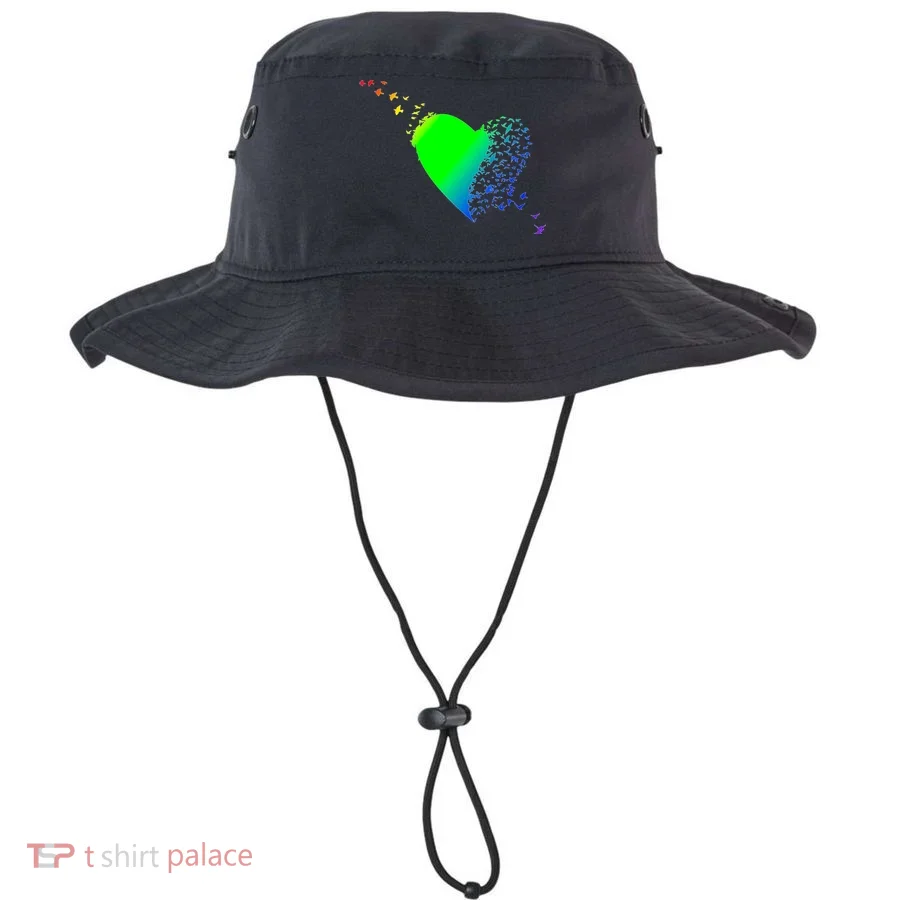 Colorful Bird Flocking Heart Rainbow Bucket Hat