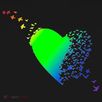 Colorful Bird Flocking Heart Rainbow Bucket Hat