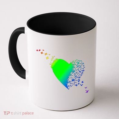 Colorful Bird Flocking Heart Rainbow Coffee Mug
