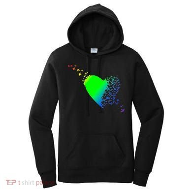 Colorful Bird Flocking Heart Rainbow Women's Hoodie