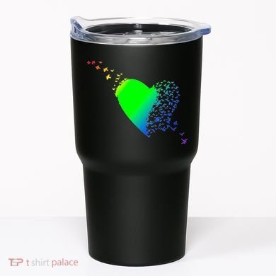 Colorful Bird Flocking Heart Rainbow Tumbler