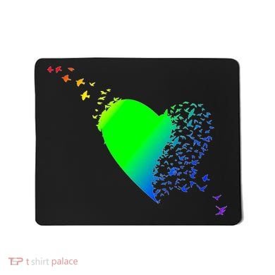 Colorful Bird Flocking Heart Rainbow Mousepad