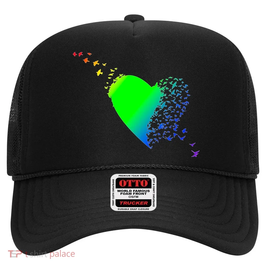 Colorful Bird Flocking Heart Rainbow Hat