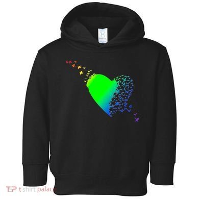Colorful Bird Flocking Heart Rainbow Toddler Hoodie