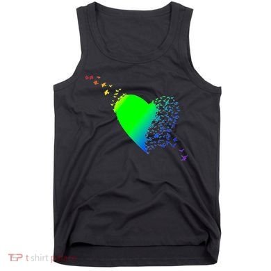 Colorful Bird Flocking Heart Rainbow Tank Top