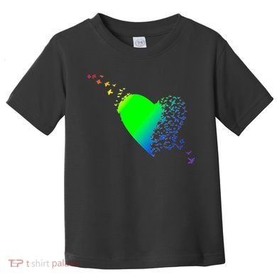 Colorful Bird Flocking Heart Rainbow Toddler T-Shirt