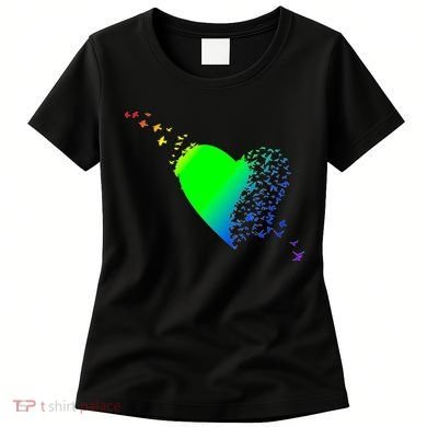 Colorful Bird Flocking Heart Rainbow Women's T-Shirt