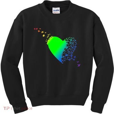 Colorful Bird Flocking Heart Rainbow Kids Sweatshirt