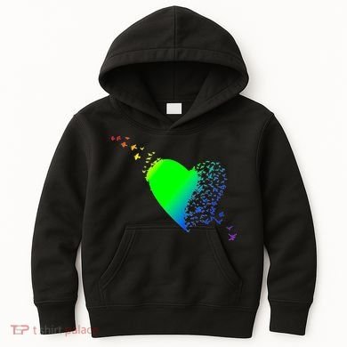 Colorful Bird Flocking Heart Rainbow Kids Hoodie