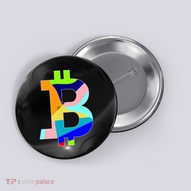 Colorful Bitcoin BTC Logo Crypto Currency Button