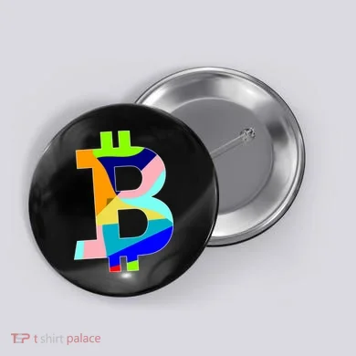 Colorful Bitcoin BTC Logo Crypto Currency Button