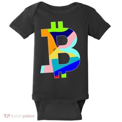 Colorful Bitcoin BTC Logo Crypto Currency Baby Bodysuit