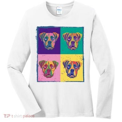 Colorful Boxer Dogs Women's Long Sleeve Shirt