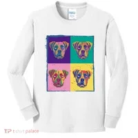 Colorful Boxer Dogs Kids Long Sleeve Shirt thumb 0