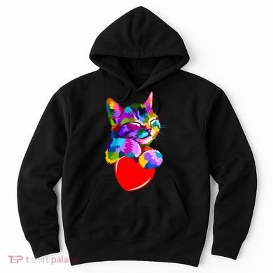 Colorful Cat Full Of Love Kitten Lovers  Hoodie