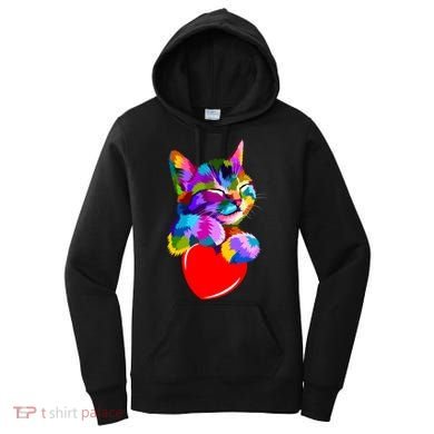 Colorful Cat Full Of Love Kitten Lovers  Women's Hoodie