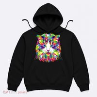 Colorful Cat Pattern Hoodie thumb 0