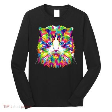 Colorful Cat Pattern Long Sleeve Shirt