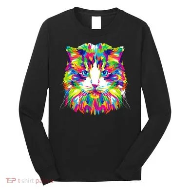 Colorful Cat Pattern Long Sleeve Shirt