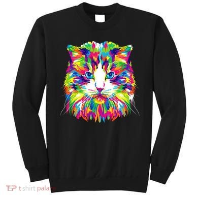 Colorful Cat Pattern Sweatshirt