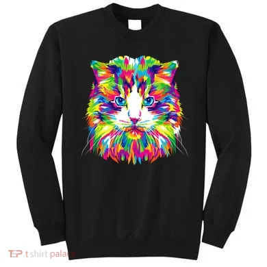 Colorful Cat Pattern Sweatshirt