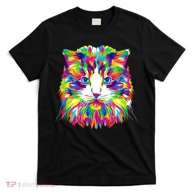 Colorful Cat Pattern T-Shirt