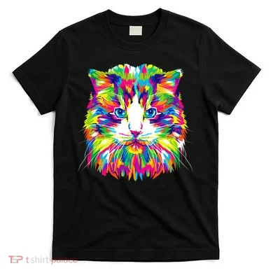 Colorful Cat Pattern T-Shirt