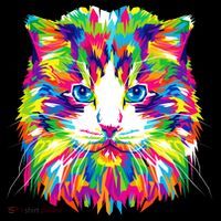 Colorful Cat Pattern T-Shirt thumb 7