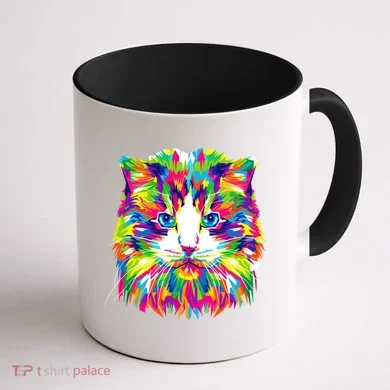 Colorful Cat Pattern Coffee Mug back