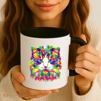 Colorful Cat Pattern Coffee Mug thumb 3