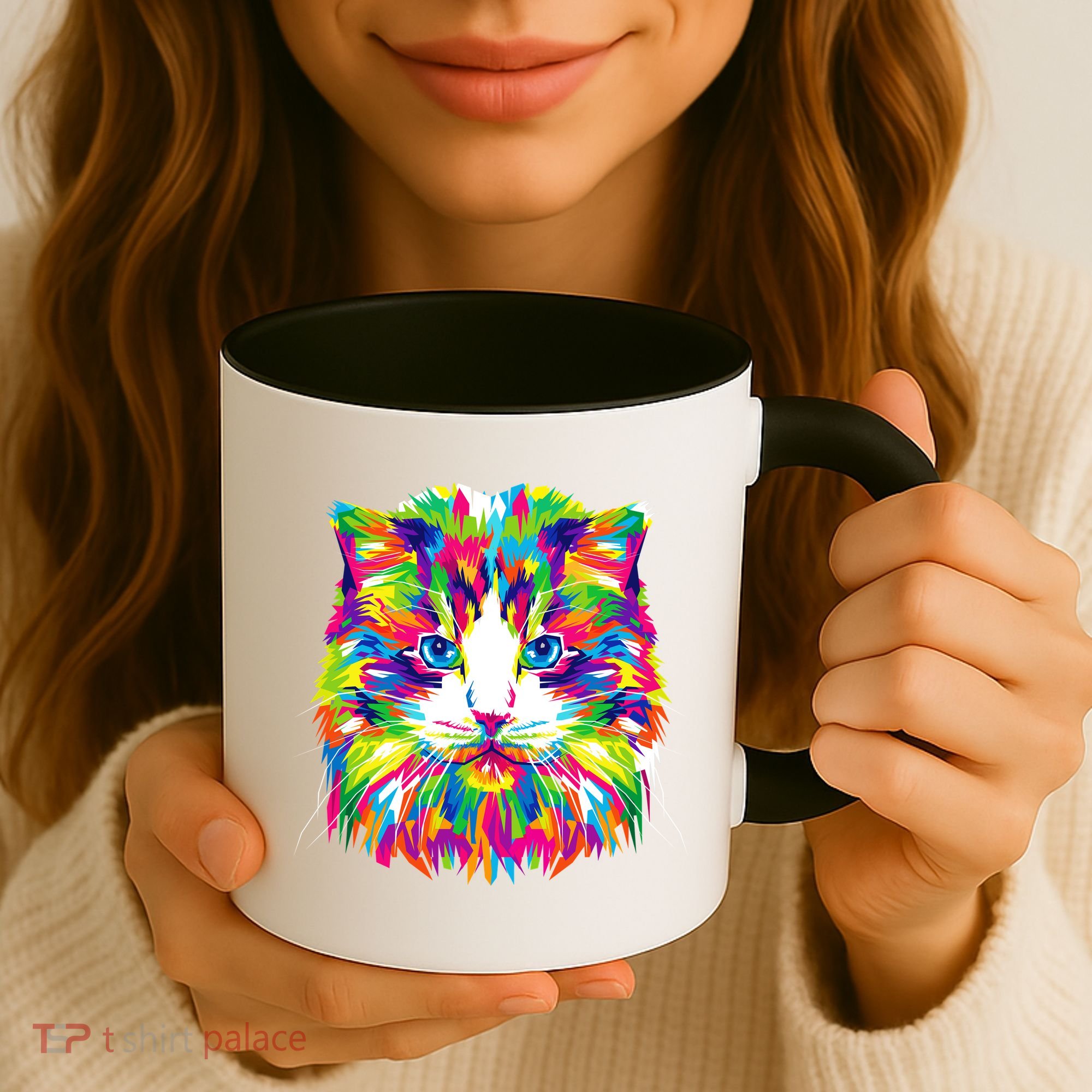 Colorful Cat Pattern Coffee Mug