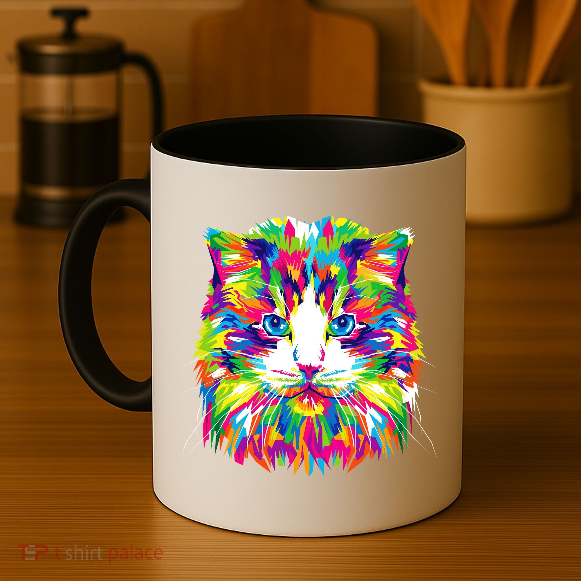 Colorful Cat Pattern Coffee Mug