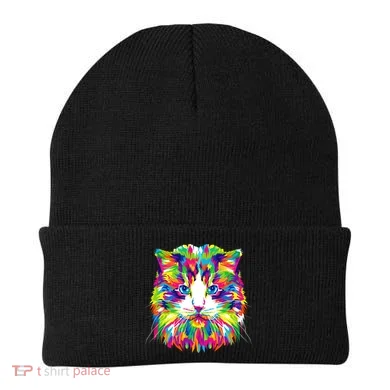 Colorful Cat Pattern Beanie