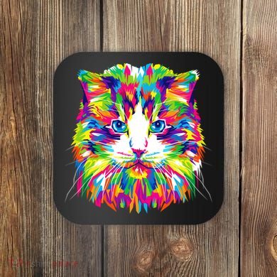 Colorful Cat Pattern Coaster