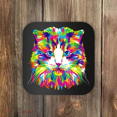 Colorful Cat Pattern Coaster
