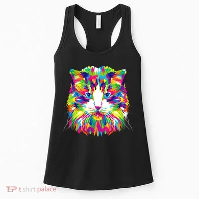 Colorful Cat Pattern Women's Tank Top